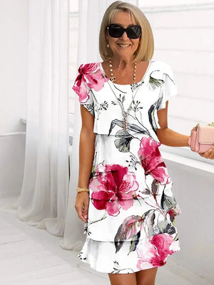 Chic Ruffled Floral Midi Dress