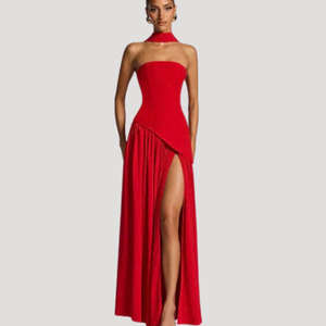 Women's Strapless Pleated Maxi Dress