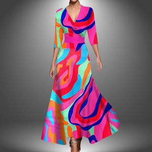 Women's Floral Wrap Maxi Dress with Flattering V-Neckline
