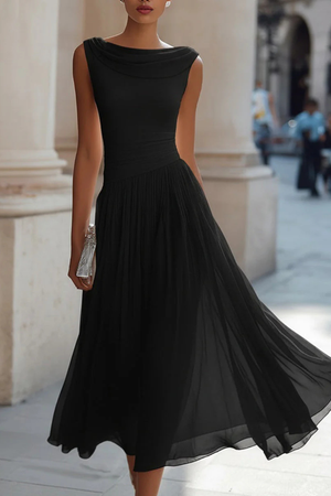 Women's Elegant Sleeveless Chiffon Midi Dress