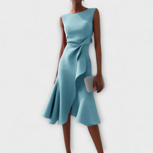 Women’s Elegant Sleeveless Flowy Waist Midi Dress