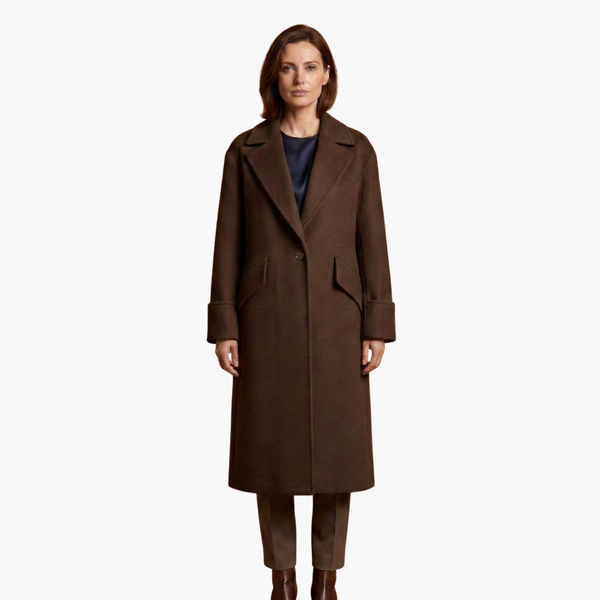 Women's Long Coat with Notch Collar
