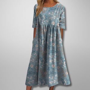 Women’s Floral Loose Short Sleeve Midi Dress