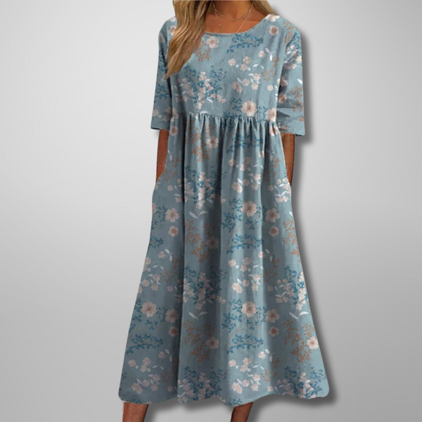 Women’s Floral Loose Short Sleeve Midi Dress