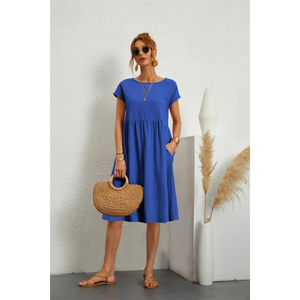 Chic Midi Summer Dress with Short Sleeves for Women