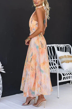 Chic Summer Maxi Dress in Watercolor Design