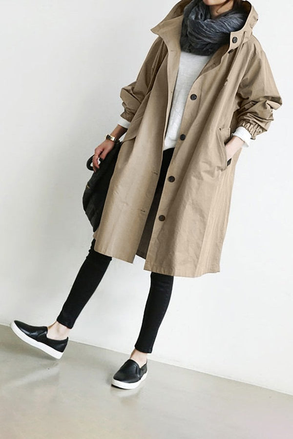 Chaqueta para mujer con capucha de longitud media