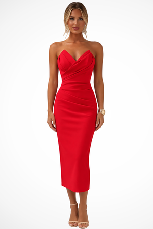 Women’s Sweetheart Neck Bodycon Midi Dress for Elegant Occasions
