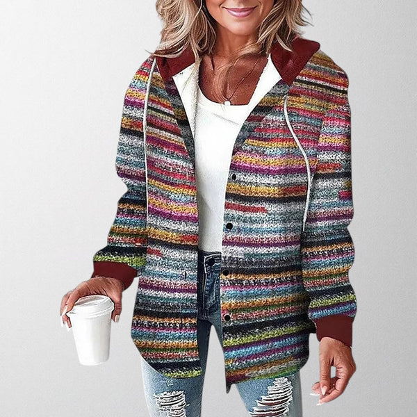 Chaqueta cálida con capucha para mujer y corte holgado