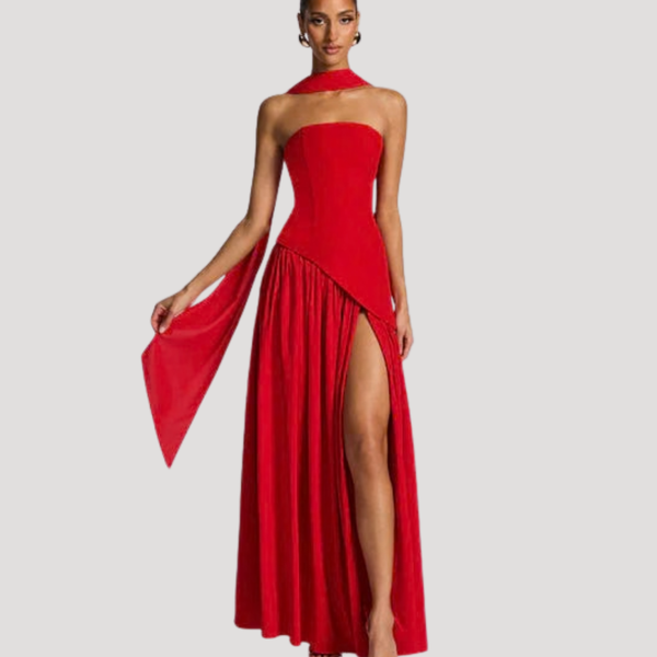 Women's Strapless Pleated Maxi Dress