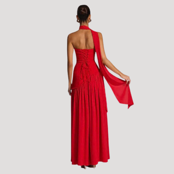 Women's Strapless Pleated Maxi Dress