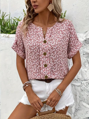 Women’s Floral Button-Front Casual Blouse