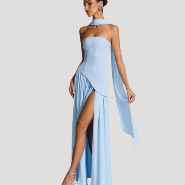 Women's Strapless Pleated Maxi Dress