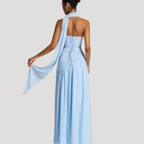 Women's Strapless Pleated Maxi Dress