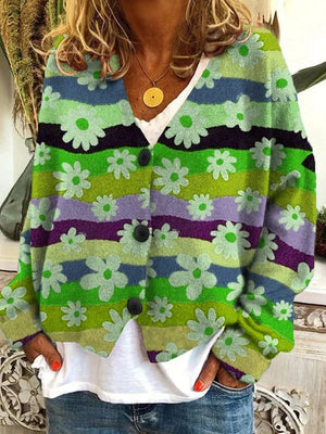 Women's Floral Print Button-Front Cardigan
