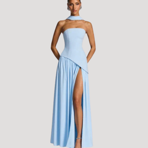 Women's Strapless Pleated Maxi Dress