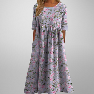 Women’s Floral Loose Short Sleeve Midi Dress