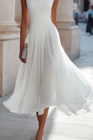 Women's Elegant Sleeveless Chiffon Midi Dress