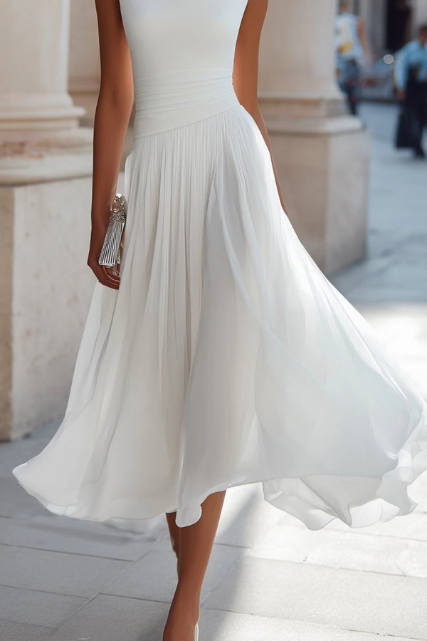 Women's Elegant Sleeveless Chiffon Midi Dress