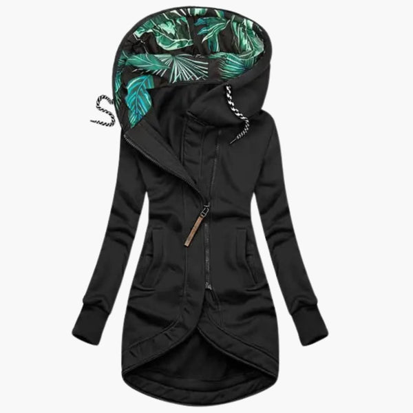 Women’s Insulated Hooded Winter Jacket with Asymmetrical Zip