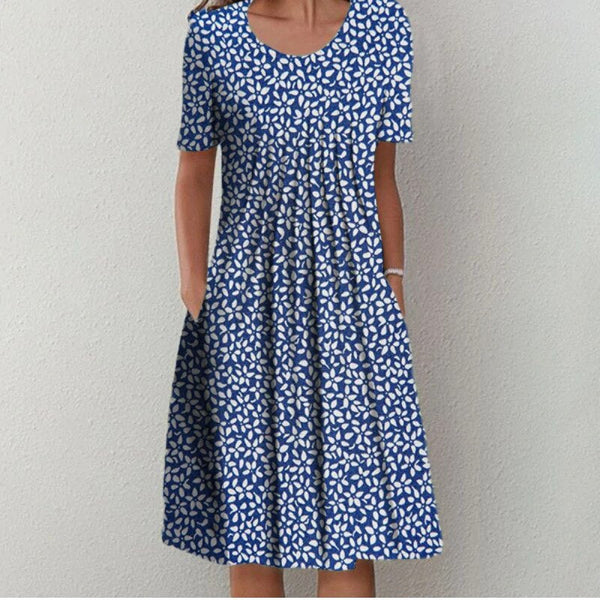Women’s Floral Short Sleeve Printed Midi Dress