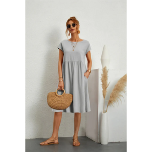 Chic Midi Summer Dress with Short Sleeves for Women
