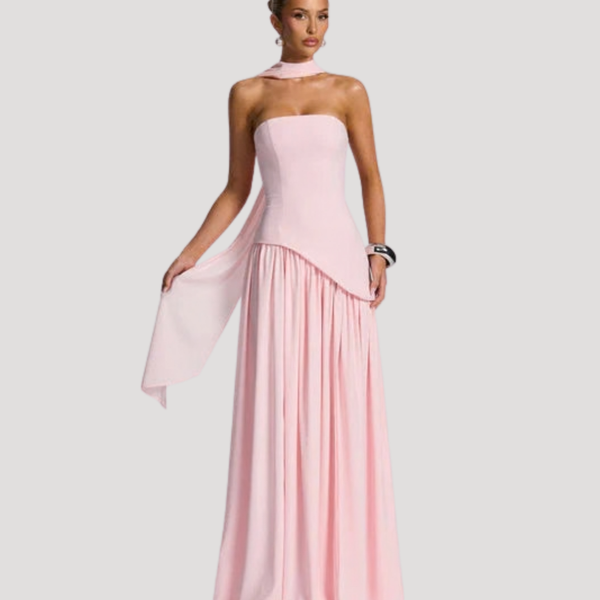 Women's Strapless Pleated Maxi Dress