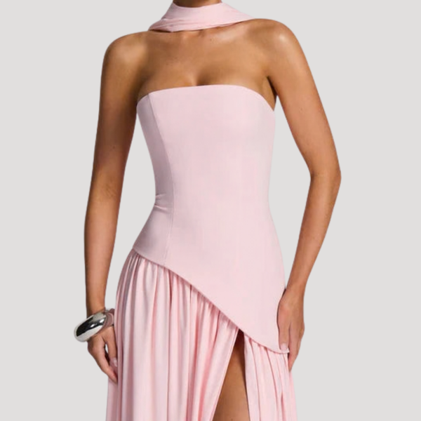 Women's Strapless Pleated Maxi Dress