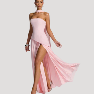 Women's Strapless Pleated Maxi Dress
