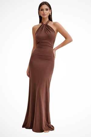 Women's Halter Neck Open Back Bodycon Maxi Dress