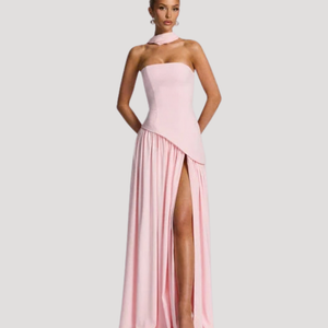 Women's Strapless Pleated Maxi Dress