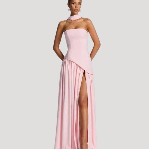 Women's Strapless Pleated Maxi Dress