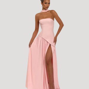 Women's Strapless Pleated Maxi Dress