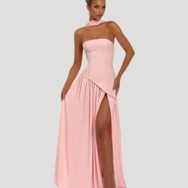 Women's Strapless Pleated Maxi Dress