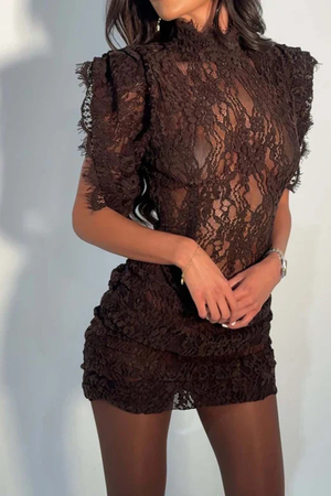 Women's Romantic High-Neck Lace Party Dress