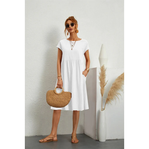 Chic Midi Summer Dress with Short Sleeves for Women