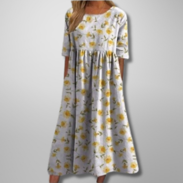 Women’s Floral Loose Short Sleeve Midi Dress