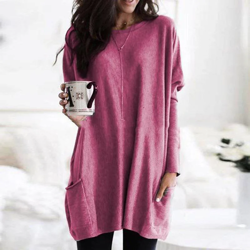Women's Oversized Relaxed Fit Long Sleeve Tunic Top