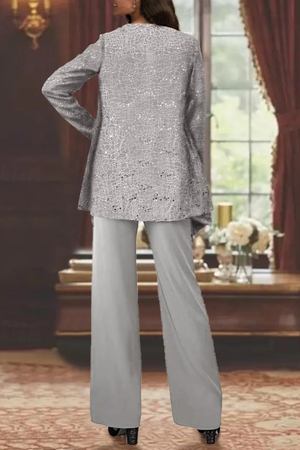 Sequin Lace Three Piece Suit Wide Leg Women