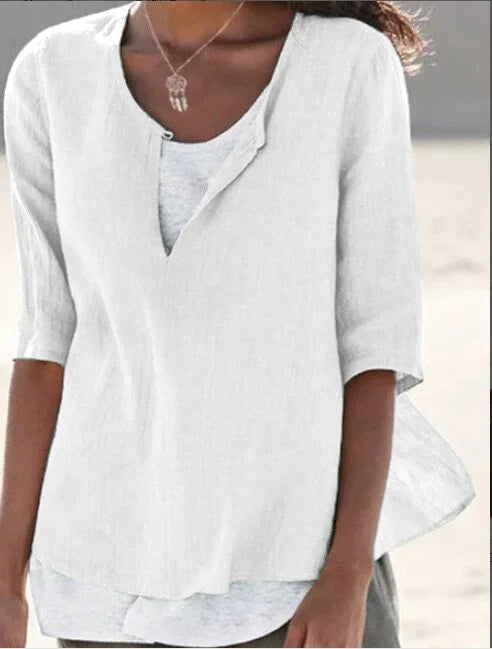 Women's Casual Layered Look V-Neck Blouse