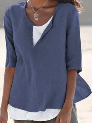 Women's Casual Layered Look V-Neck Blouse