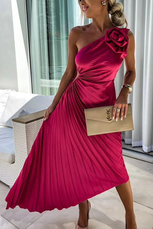 Chic Pleated Shoulder Dress Elegant