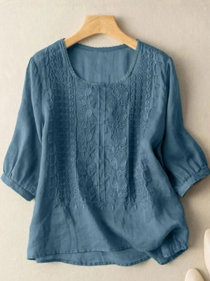 Women’s Embroidered Relaxed Fit Casual Blouse