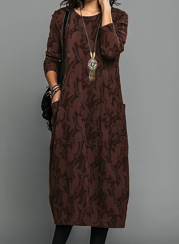 Women’s Long Sleeve Midi Dress with Elegant Silhouette