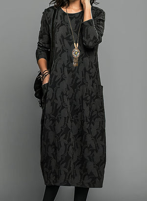Women’s Long Sleeve Midi Dress with Elegant Silhouette
