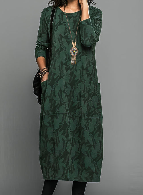 Women's Printed Winter Dress with Elegant Longline Silhouette