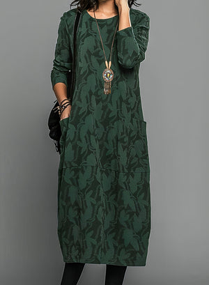 Women’s Long Sleeve Midi Dress with Elegant Silhouette