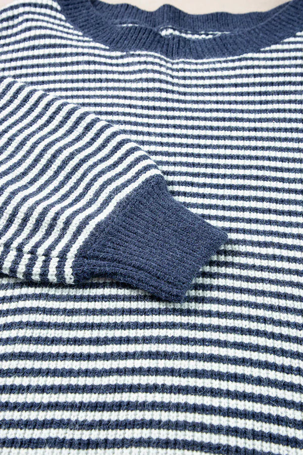 Women's Striped Off-Shoulder Knit Sweater