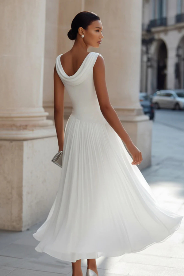 Women's Elegant Sleeveless Chiffon Midi Dress