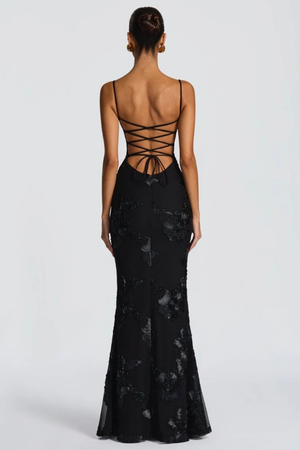 Women's Floral Embroidered Strapless Corset Maxi Dress